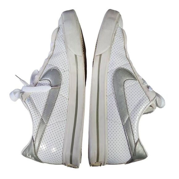 Nike Women's White And Silver Sweet Classic Patent Perforated Sneakers Size 8.5 - Picture 4 of 9